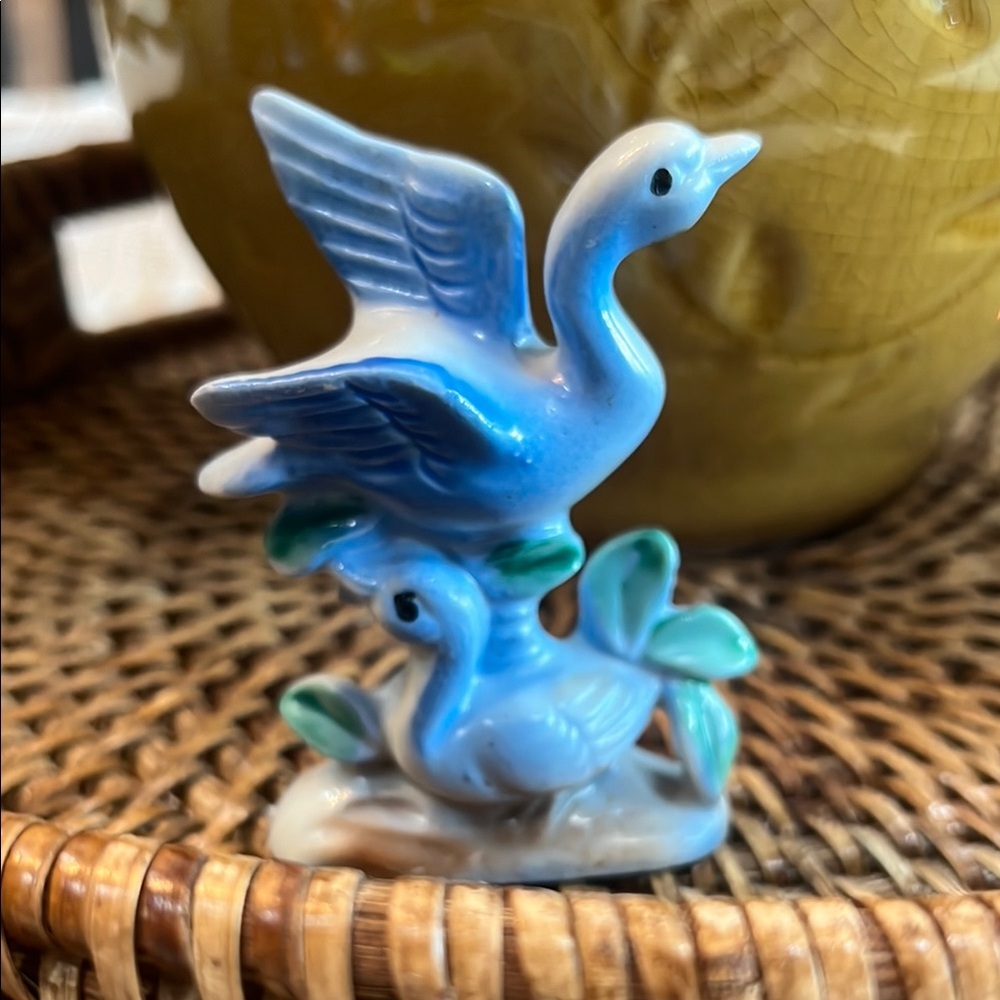 Small Ceramic Blue Swan Figurine